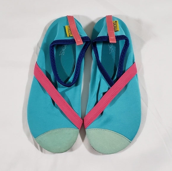 FITKICKS Colorful Live Well Athleisure Footwear Size M 7-8 Teal Pink - Picture 1 of 7